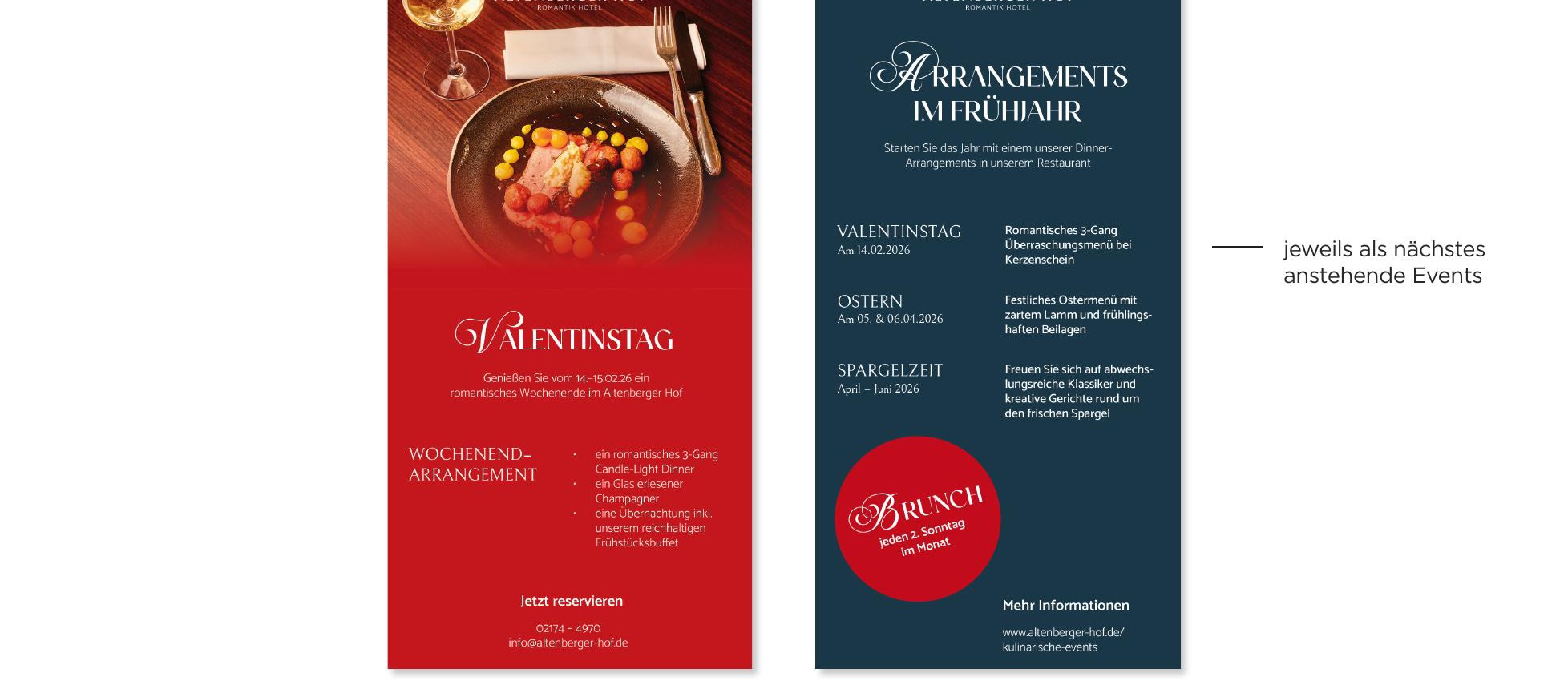 Kulinarik-Flyer — Valentinstag-Arrangement und Frühjahrs-Termine auf DIN lang