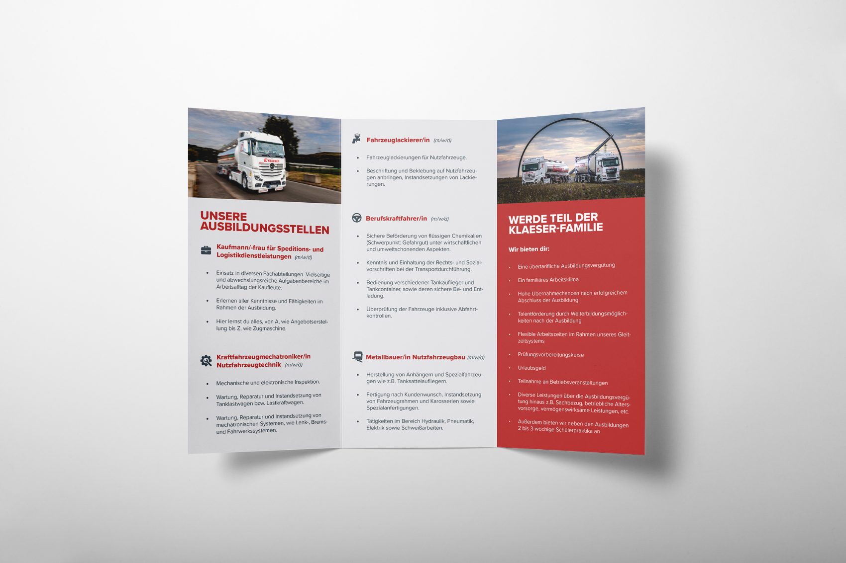 Klaeser Azubi-Flyer — Ausbildungsberufe als Wickelfalz